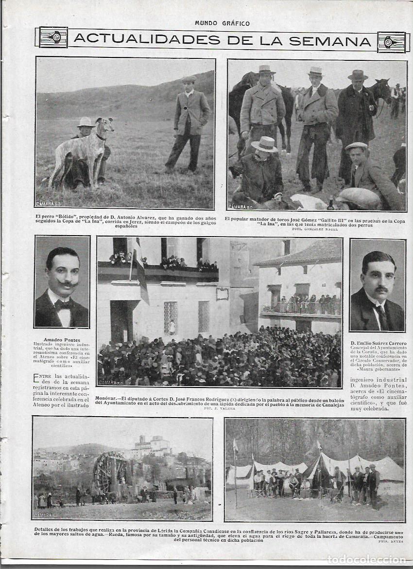 Sammelleidenschaft Papier: A&Ntilde;O 1913 RECORTE PRENSA JEREZ COPA DE LA INA PERRO BOLIDO GANADOR DE LOS GALGOS TORERO JOSE GOMEZ
