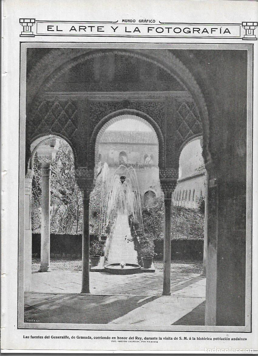 Sammelleidenschaft Papier: A&Ntilde;O 1913 RECORTE PRENSA GRANADA FUENTES DEL GENERALIFE FOTOGRAFIA ARTISTICA VILASECA