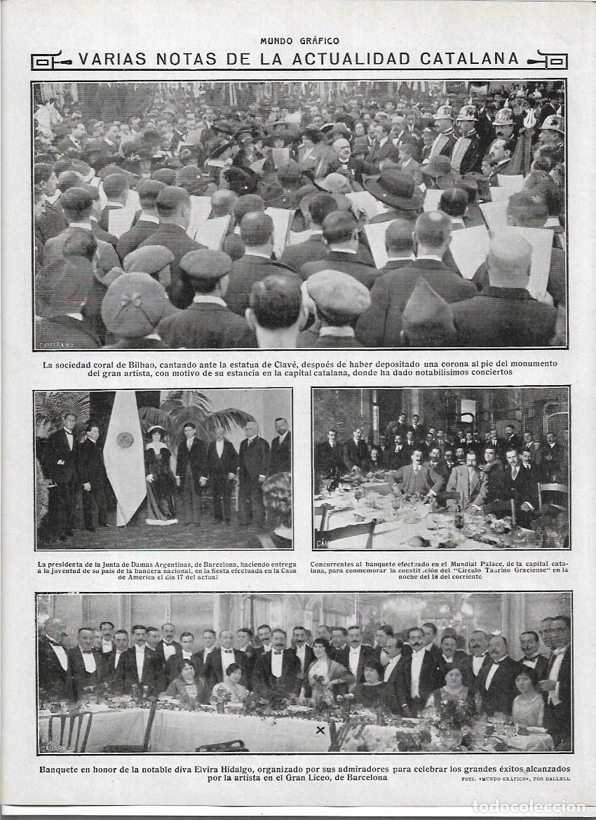 Sammelleidenschaft Papier: A&Ntilde;O 1913 RECORTE PRENSA CORO SOCIEDAD CORAL DE BILBAO EN BARCELONA CORONA MONUMENTO DE CLAVE