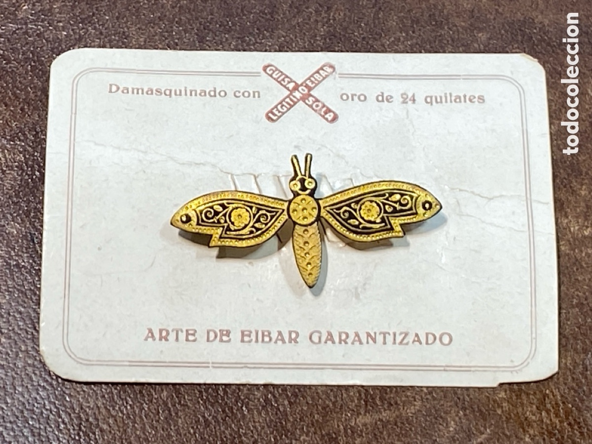 Coleccionismo: Broche damasquinado en oro de 24 quilates arte &Eacute;ibar garantizado