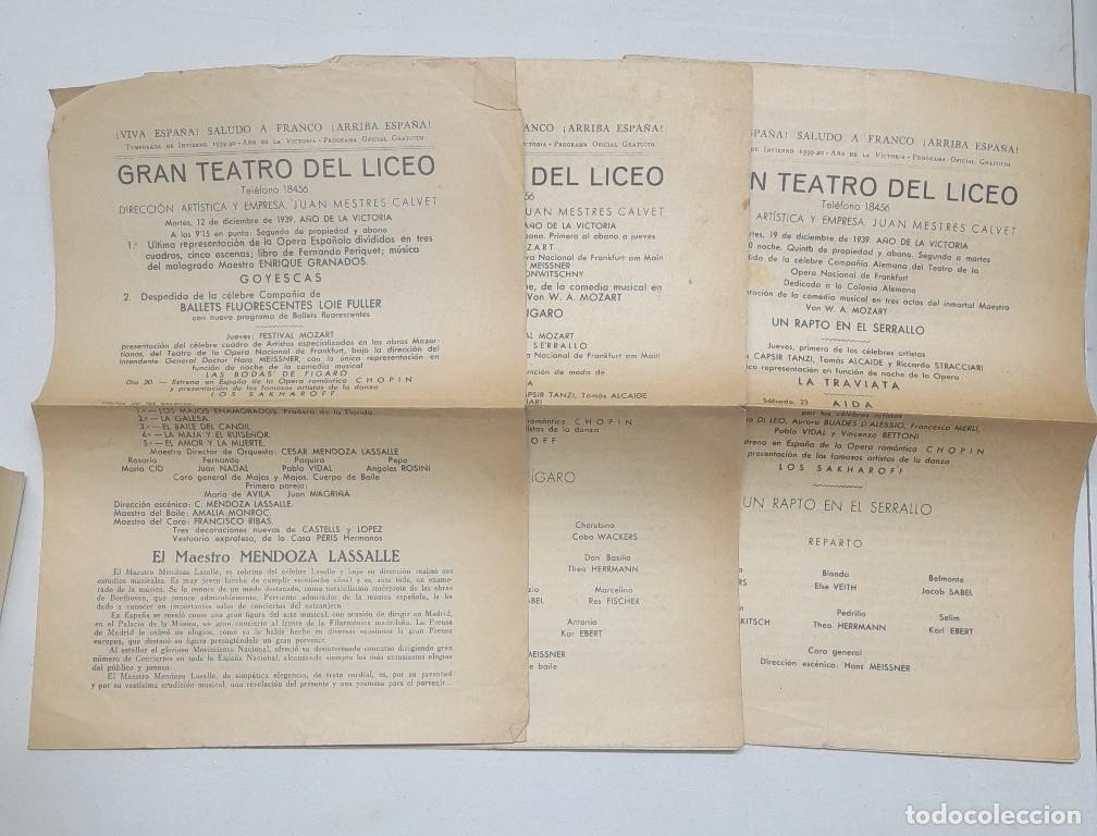 Coleccionismo: 3 programa 1939 Festival Mozart Gran Teatro del Liceo Goyescas. Ballets Fluorescentes Loie Fuller