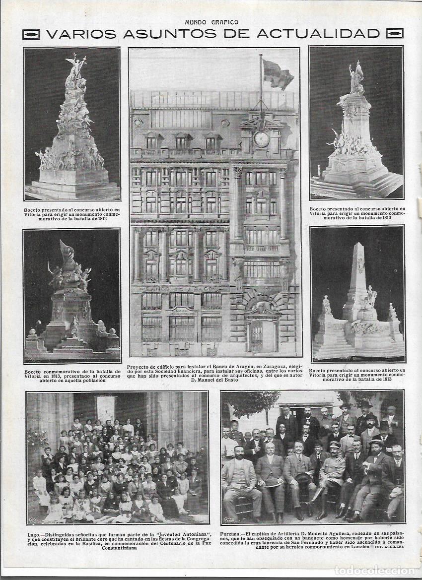 Sammelleidenschaft Papier: A&Ntilde;O 1913 RECORTE PRENSA PROYECTO EDIFICO BANCO DE ARAGON EN ZARAZORA OBRA DE MANUEL DEL BUSTO
