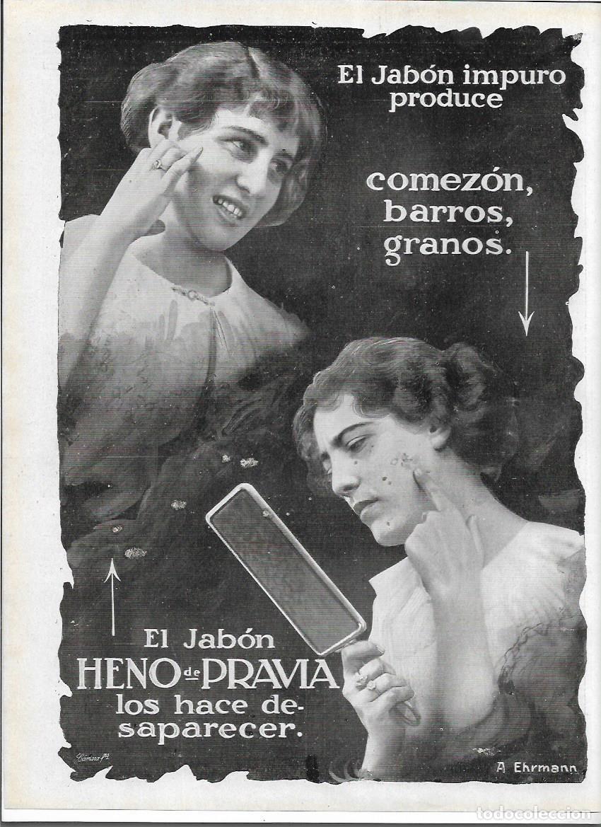Colecionismo: A&Ntilde;O 1913 RECORTE PRENSA PUBLICIDAD PASTILLA DE JABON HENO DE PRAVIA PERFUMERIA GAL