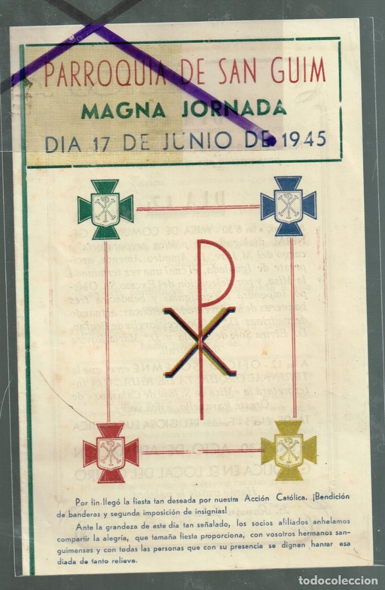 Colecionismo: 1945 17/6 PARROQUIA DE SAN GUIM MAGNA JORNADA DE ACCI&Oacute;N CAT&Oacute;LICA BENDICI&Oacute;N BANDERAS, INSIGNIAS