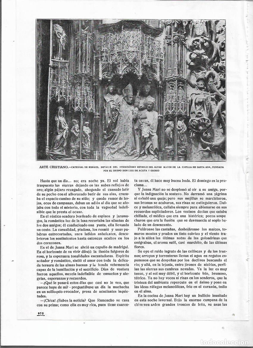 Coleccionismo: A&Ntilde;O 1920 RECORTE PRENSA ARTE CRISTIANO CATEDRAL BURGOS DETALLE RETABLO ALTAR MAYOR CAPILLA SANTA ANA