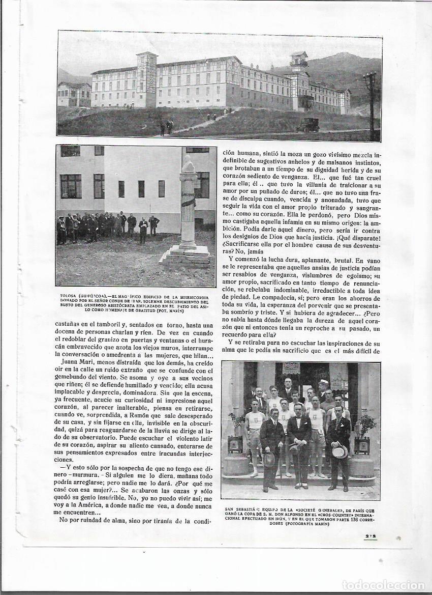 Coleccionismo: A&Ntilde;O 1920 RECORTE PRENSA TOLOSA EDIFICIO LA MISERICORDIA DONACION CONDE HOMENAJE BUSTO EN EL PATIO