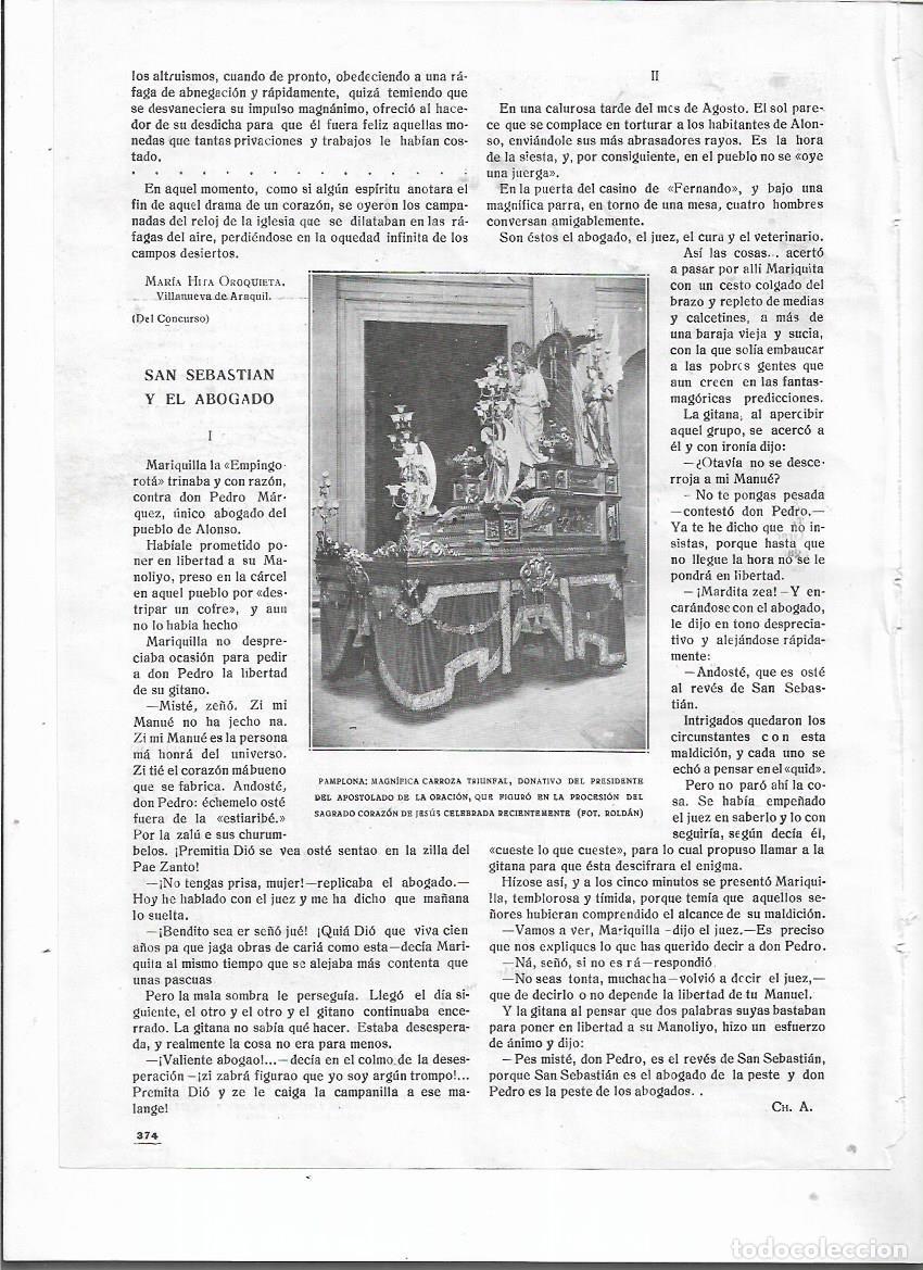 Coleccionismo: A&Ntilde;O 1920 RECORTE PRENSA PAMPLONA PROCESION SAGRADO CORAZON CARROZA DONATIVO APOSTOLADO ORACION