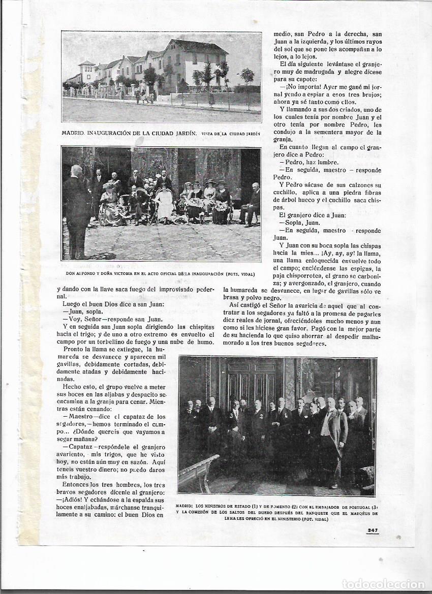Coleccionismo: A&Ntilde;O 1920 RECORTE PRENSA MADRID INAUGURACION DE LA CIUDAD JARDIN PRESENCIA REYES ALFONSO VICTORIA