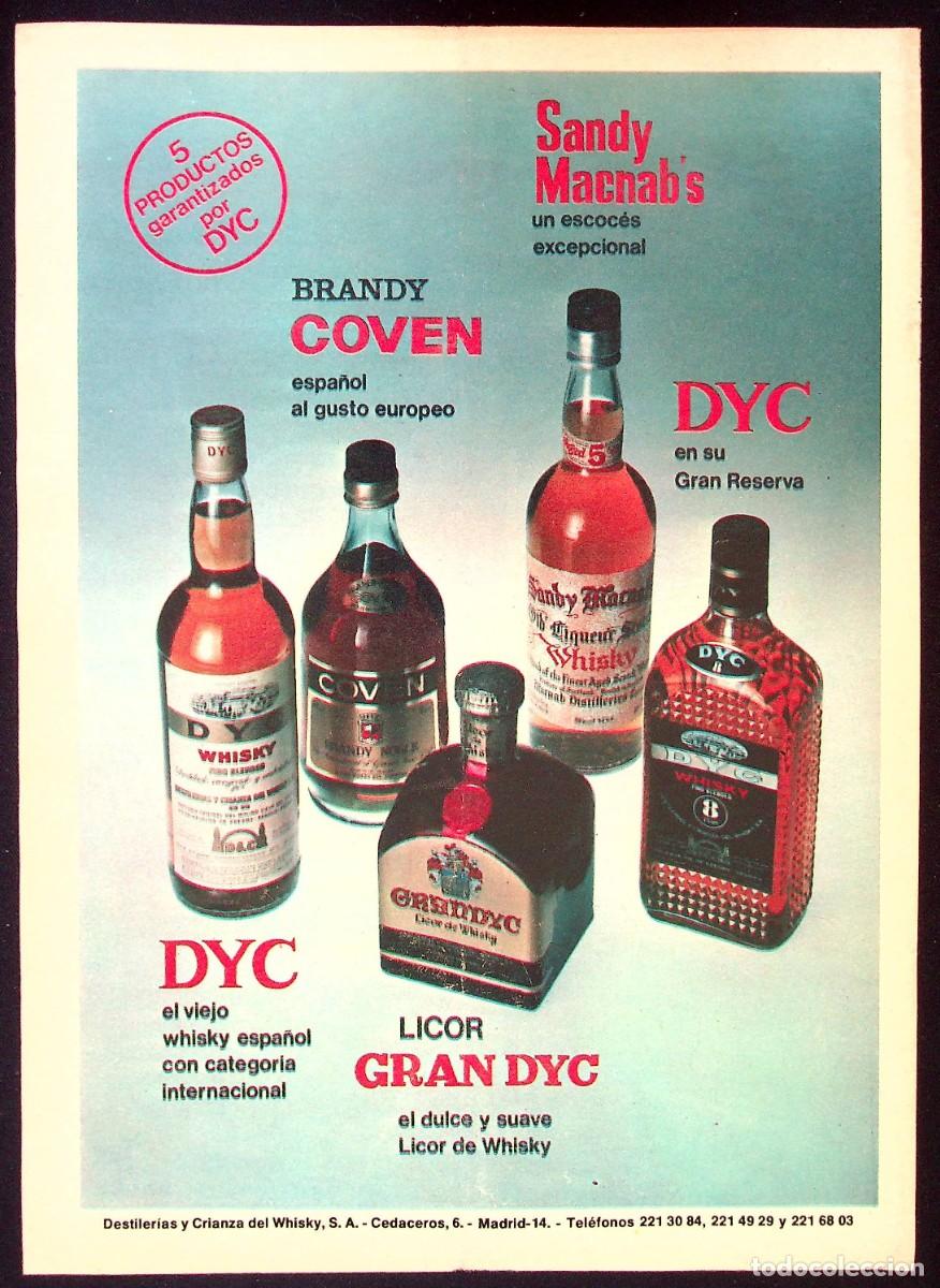 Coleccionismo: PUBLICIDAD ANTIGUA. WHISKY. DYC. GRAN DYC. SANDY MACNAB'S. BRANDY COVEN. 1979.