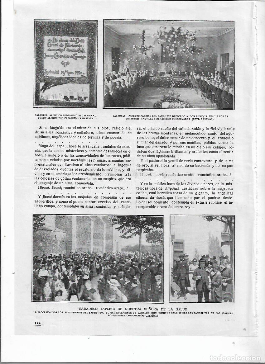 Colecionismo: A&Ntilde;O 1920 RECORTE PRENSA SABADELL APLEC VIRGEN DE LA SALUD PERGAMINO BANQUETE HOMENAJE ENRIQUE TURULL