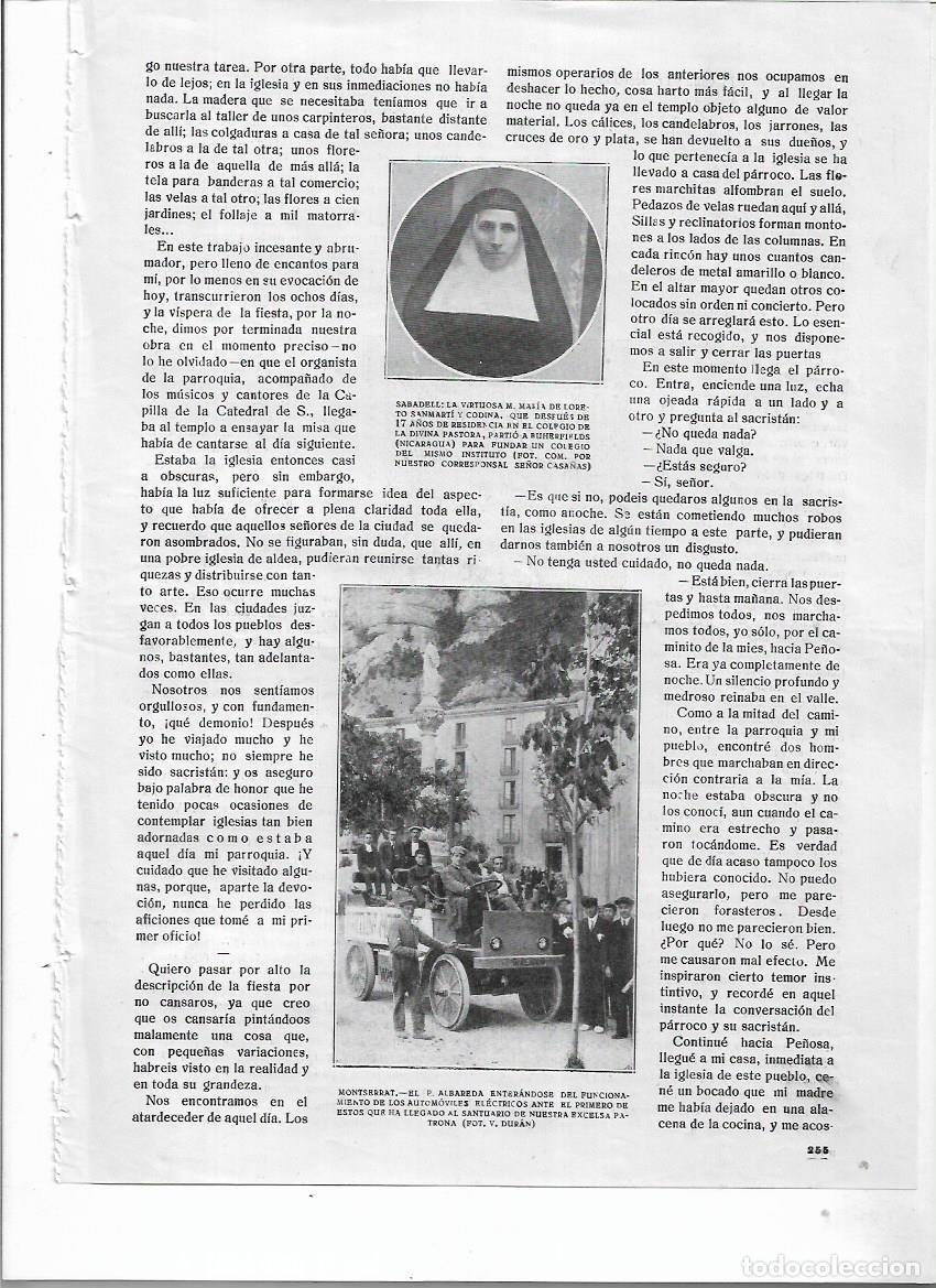 Colecionismo: 1920 RECORTE PRENSA MONTSERRAT PADRE ALBAREDA PRIMER AUTOMOVIL ELECTRICO QUE LLEGA AL SANTUARIO