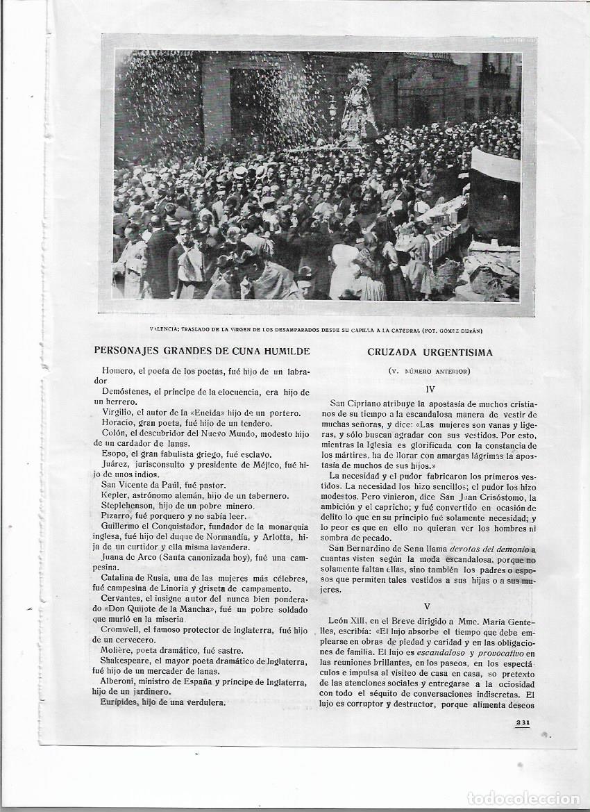 Collezionismo: A&Ntilde;O 1920 RECORTE PRENSA VALENCIA TRASLADO VIRGEN DE LOS DESAMPARADOS CAPILLA A LA CATEDRAL
