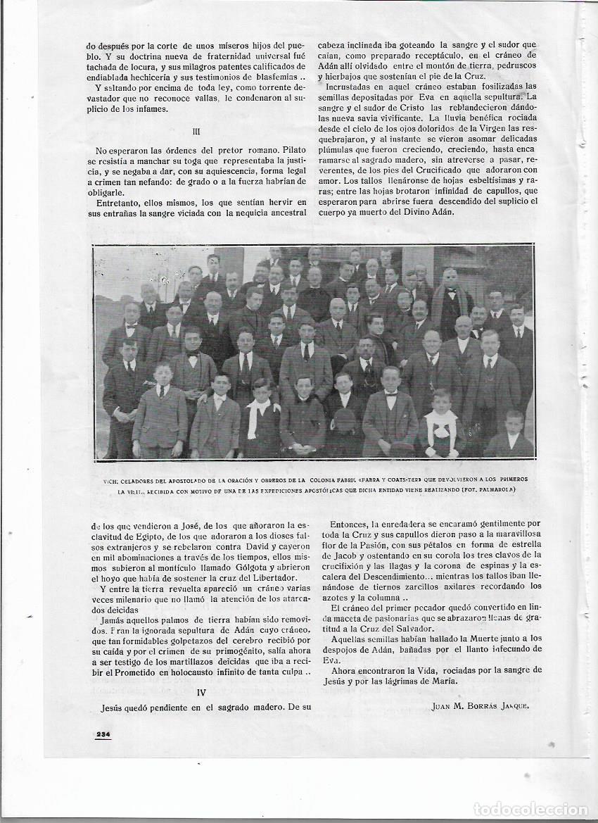 Collezionismo: A&Ntilde;O 1920 RECORTE PRENSA VIC CELADORES DEL APOSTOLADO DE LA ORACION Y OBREROS FABRICA FABRA COATS