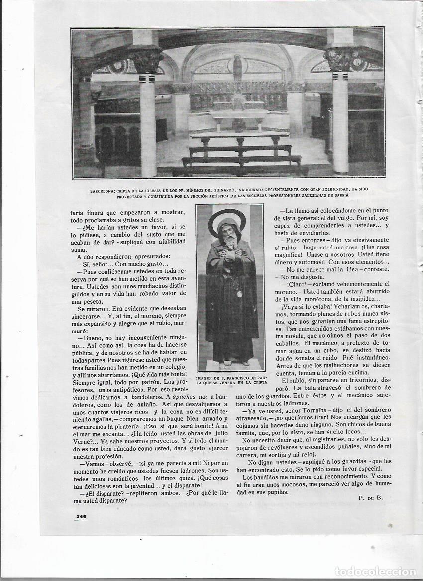 Collezionismo: A&Ntilde;O 1920 RECORTE PRENSA BCNA CRIPTA IGLESIA GUINARDO ESCUELA PROFESIONAL SALESIANA DE SARRIA