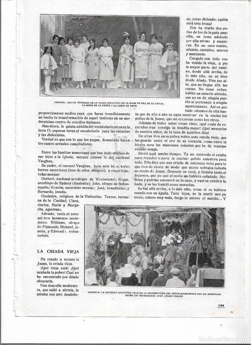 Collezionismo: A&Ntilde;O 1920 RECORTE PRENSA TORTOSA JUEGOS FLORALES LLIGA ESPIRITUAL MARE DE DEU DE LA CINTA REINA CORTE