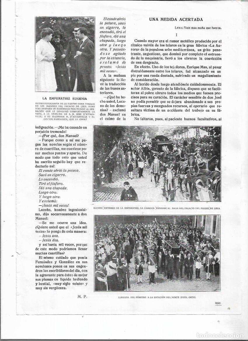 Collezionismo: 1920 RECORTE PRENSA EMPERATRIZ EUGENIA CON EL DR BARRAQUER DESPUES OPERACION CATARATAS PALACIO LIRIA