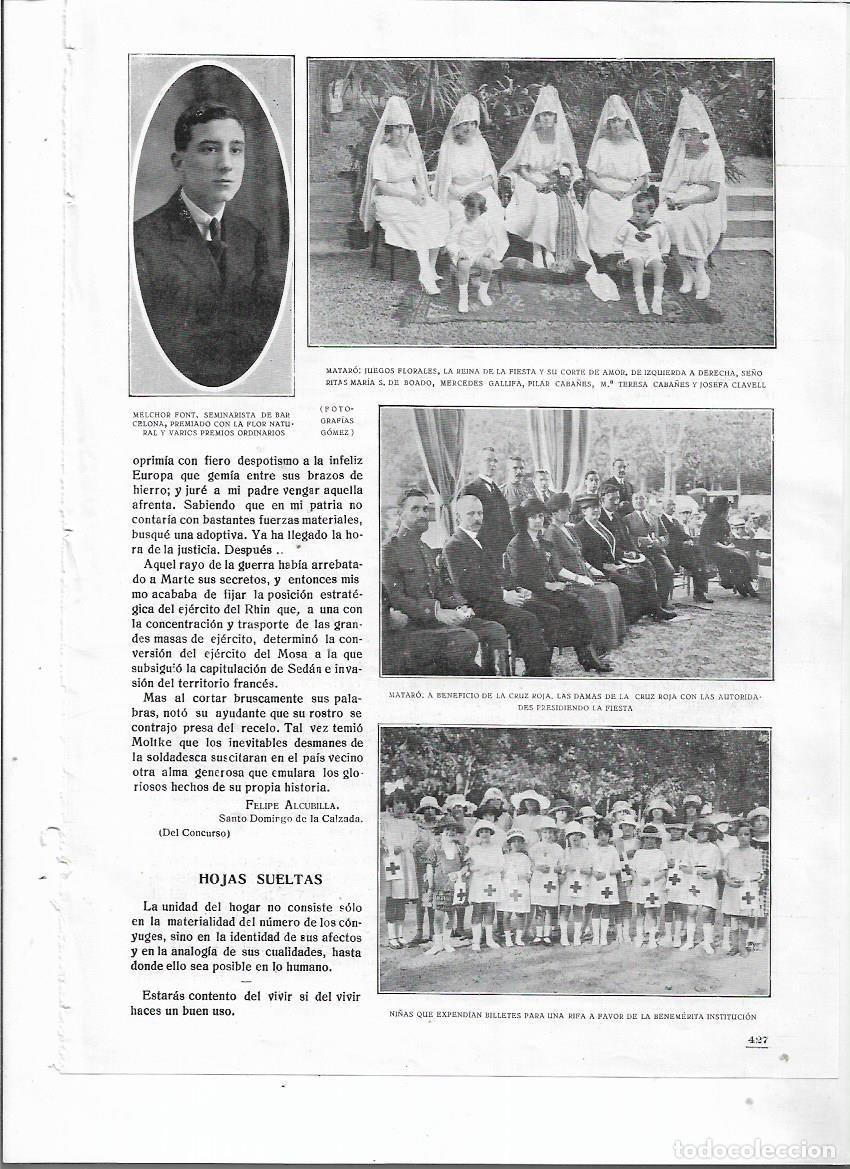 Colecionismo: A&Ntilde;O 1920 RECORTE PRENSA MATARO JUEGOS FLORALES MARIA DE BOADO MERCEDES GALLIFA PILAR CABA&Ntilde;ES CLAVELL