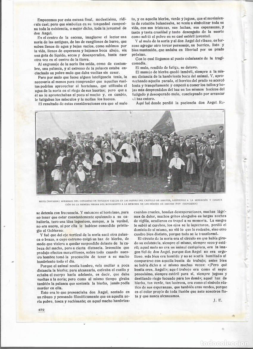 Collecting paper: A&Ntilde;O 1920 RECORTE PRENSA MAYA NAVARRA RUINAS CASTILLO DE AMAYUR PRIMERA PIEDRA MONUMENTO HEROES
