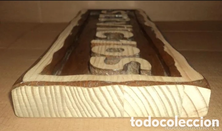 Coleccionismo: Cartel en madera tallada - Foto 2