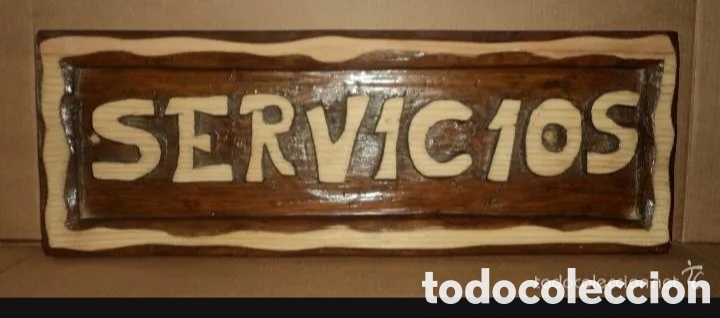 Coleccionismo: Cartel en madera tallada - Foto 1