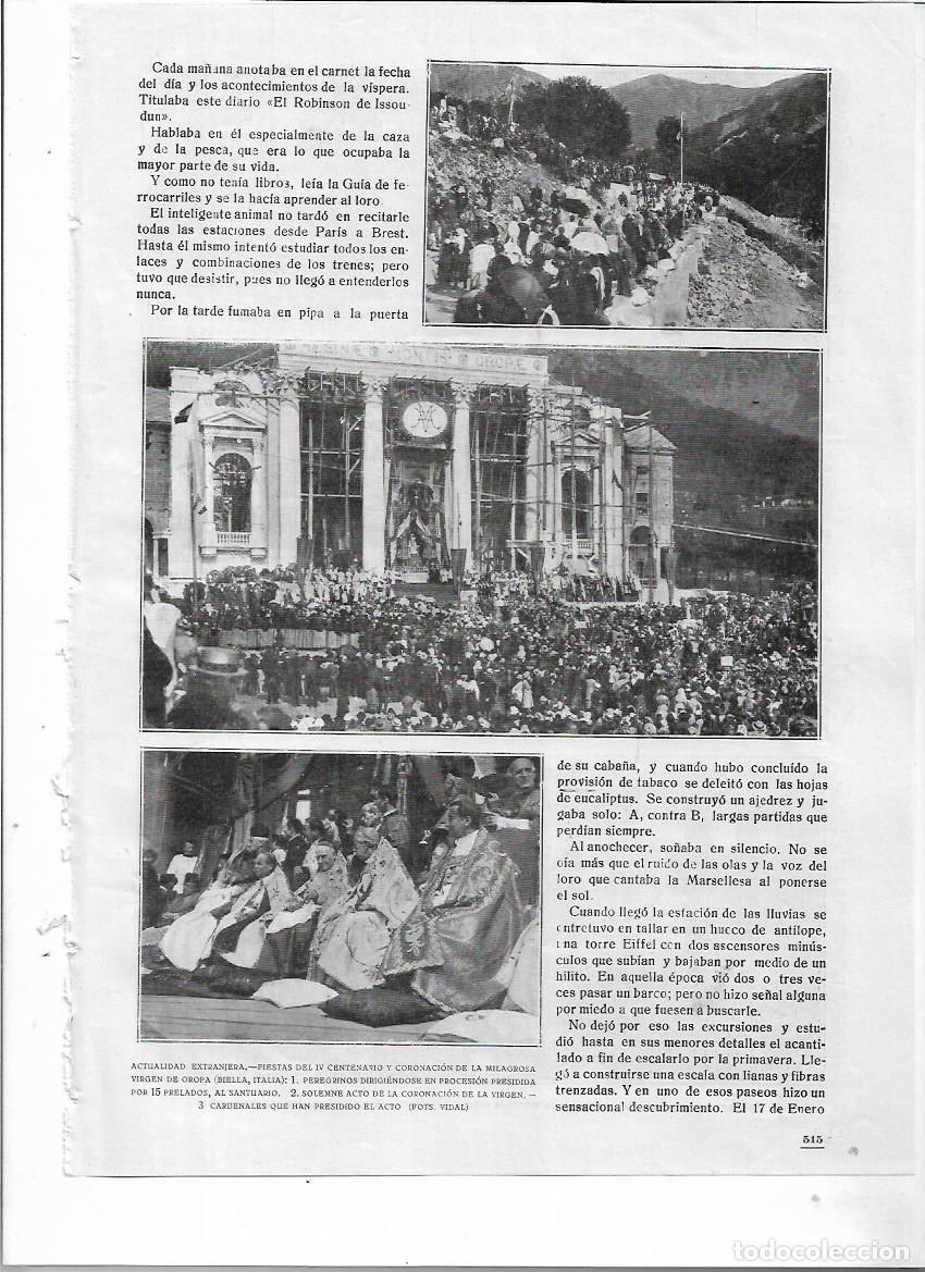 Coleccionismo: A&Ntilde;O 1920 RECORTE PRENSA ITALIA CORONACION VIRGEN DE OROPA BIELLA PROCESION SANTUARIO