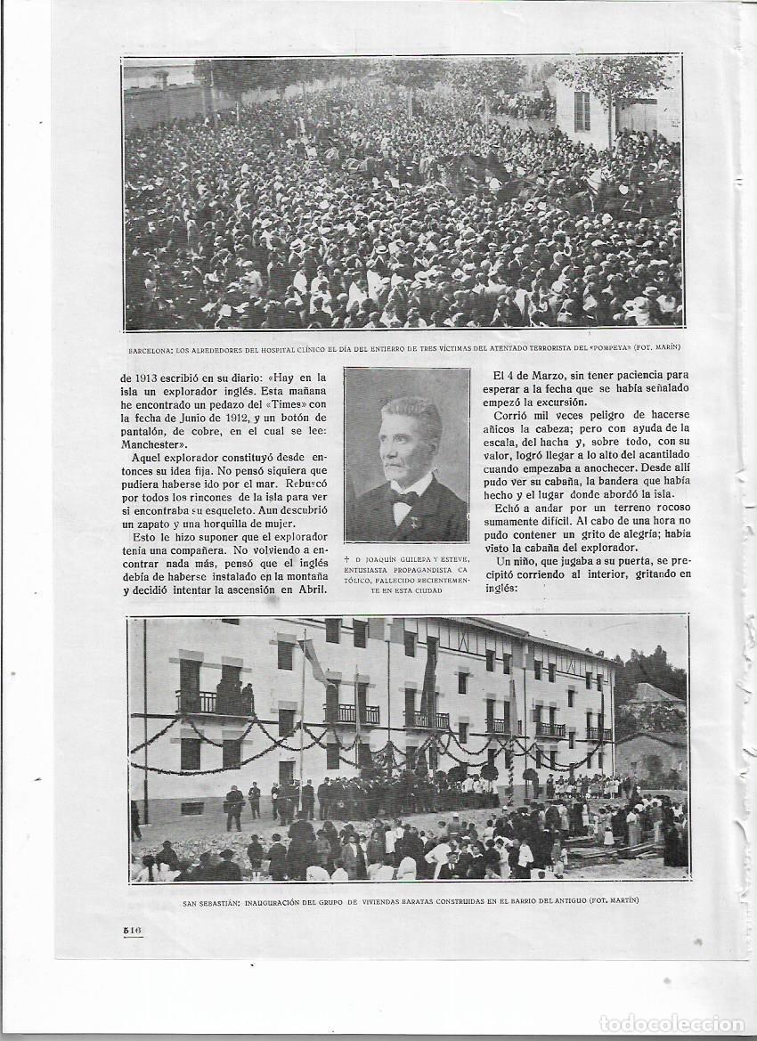 Coleccionismo: A&Ntilde;O 1920 RECORTE PRENSA SAN SEBASTIAN INAUGURACION CASAS BARATAS BARRIO DEL ANTIGUO