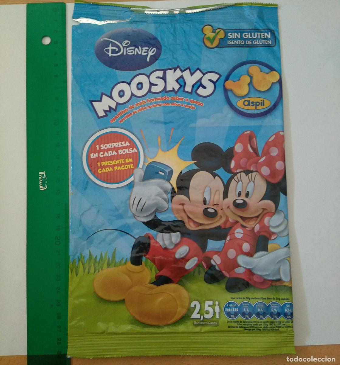 Coleccionismo: ENVOLTORIO BOLSA VACIO MICKEY ASPIL MOOSKYS SNACKS DISNEY Sin tazos ni pegatinas mikey mouse empty