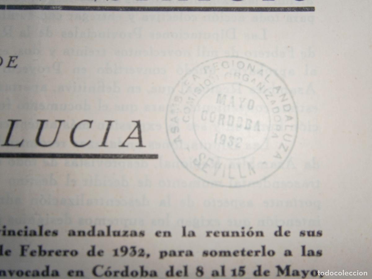 Coleccionismo: Proyecto de Estatuto de Andaluc&iacute;a - 1932 - Foto 2