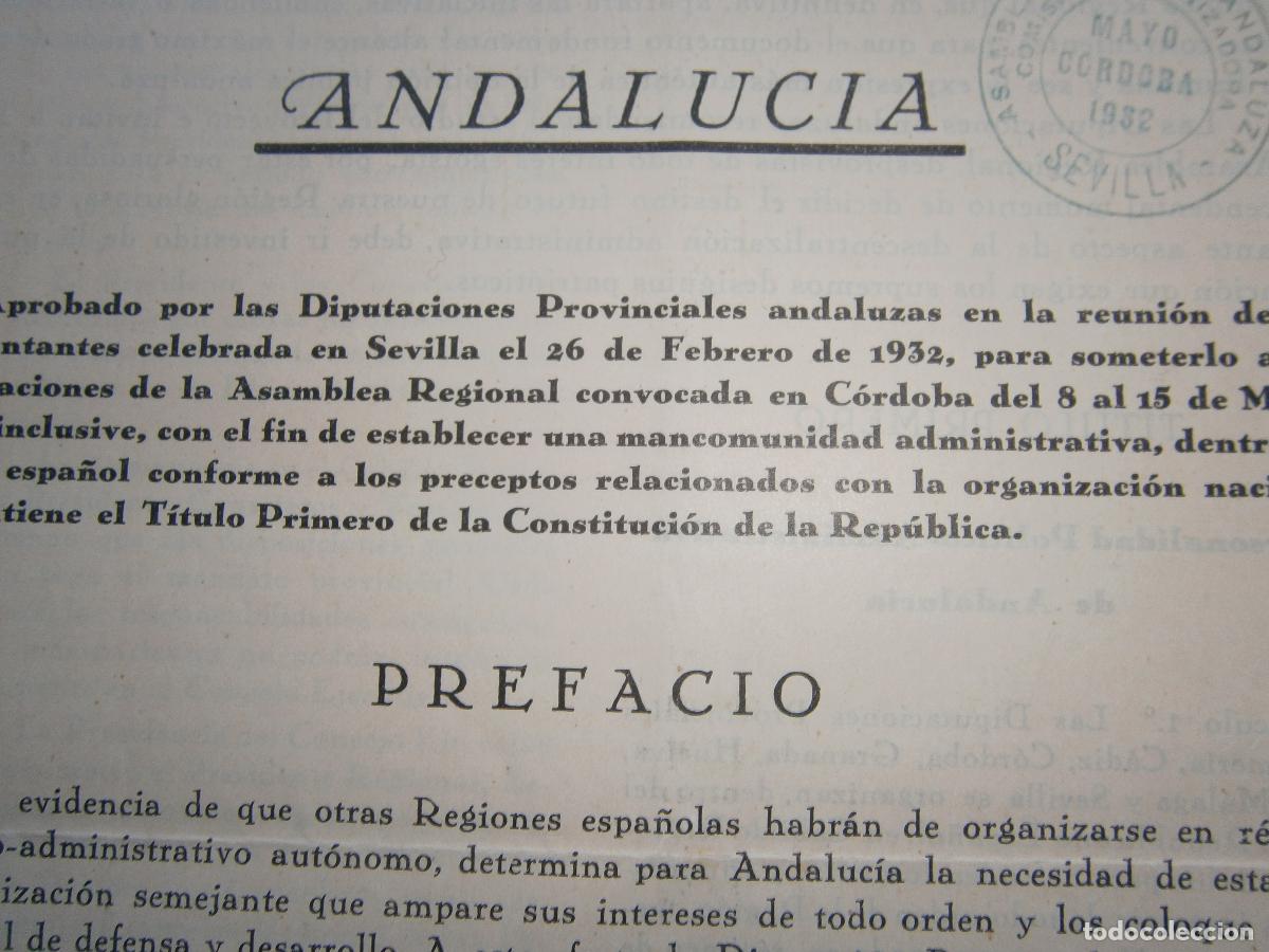 Coleccionismo: Proyecto de Estatuto de Andaluc&iacute;a - 1932 - Foto 3