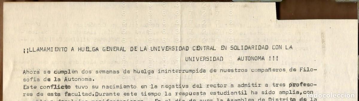 Coleccionismo: JUVENTUDES SOCIALISTAS DE ESPA&Ntilde;A JSE MADRID UNIVERSIDAD AUTONOMA TRANSICION 1 HOJA LM10