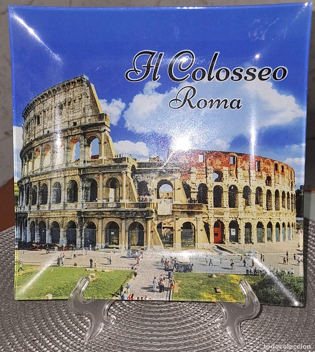 Coleccionismo: PLATO DE VIDRIO DEL COLISEO (IL COLOSSEO) EN ROMA - Medidas: 20 x 20 cm. -