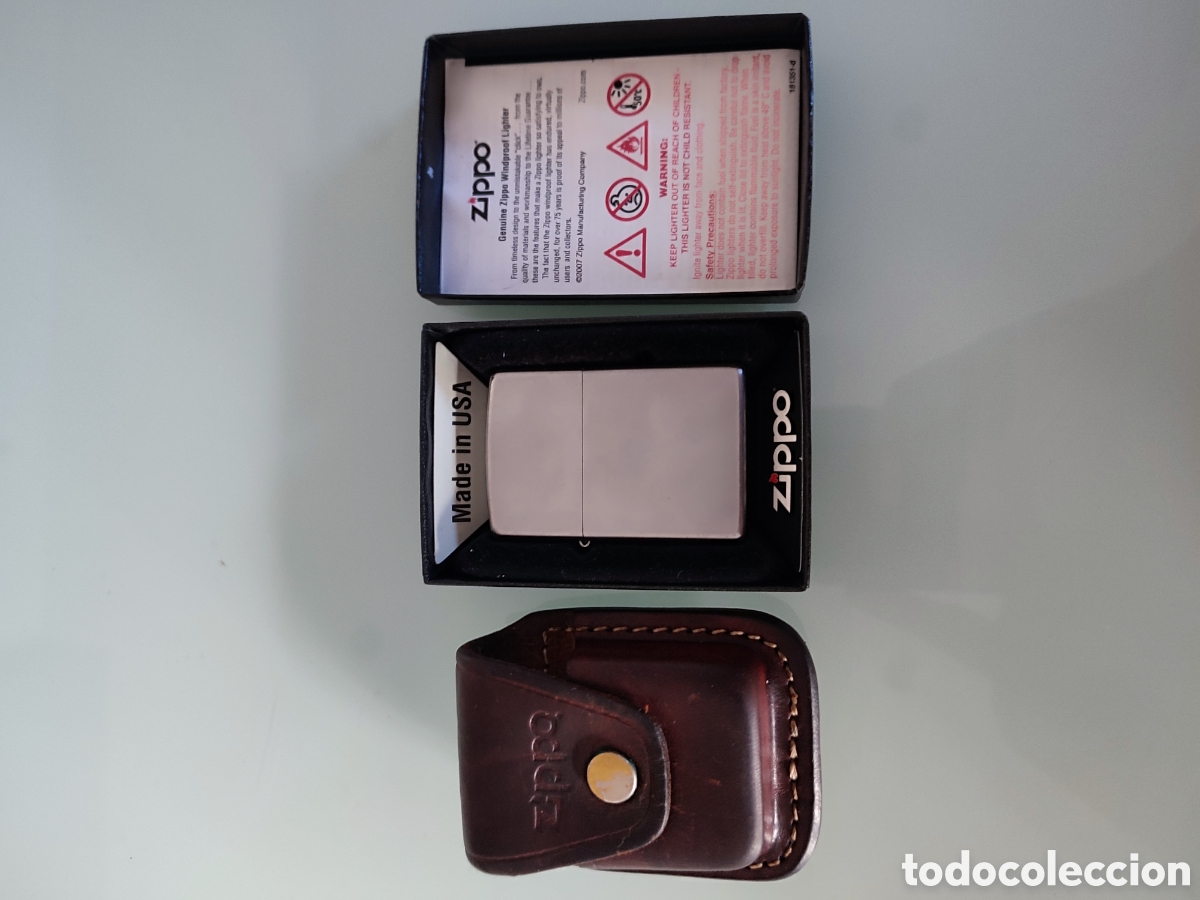 Coleccionismo: Zippo en caja original + funda piel original antigua