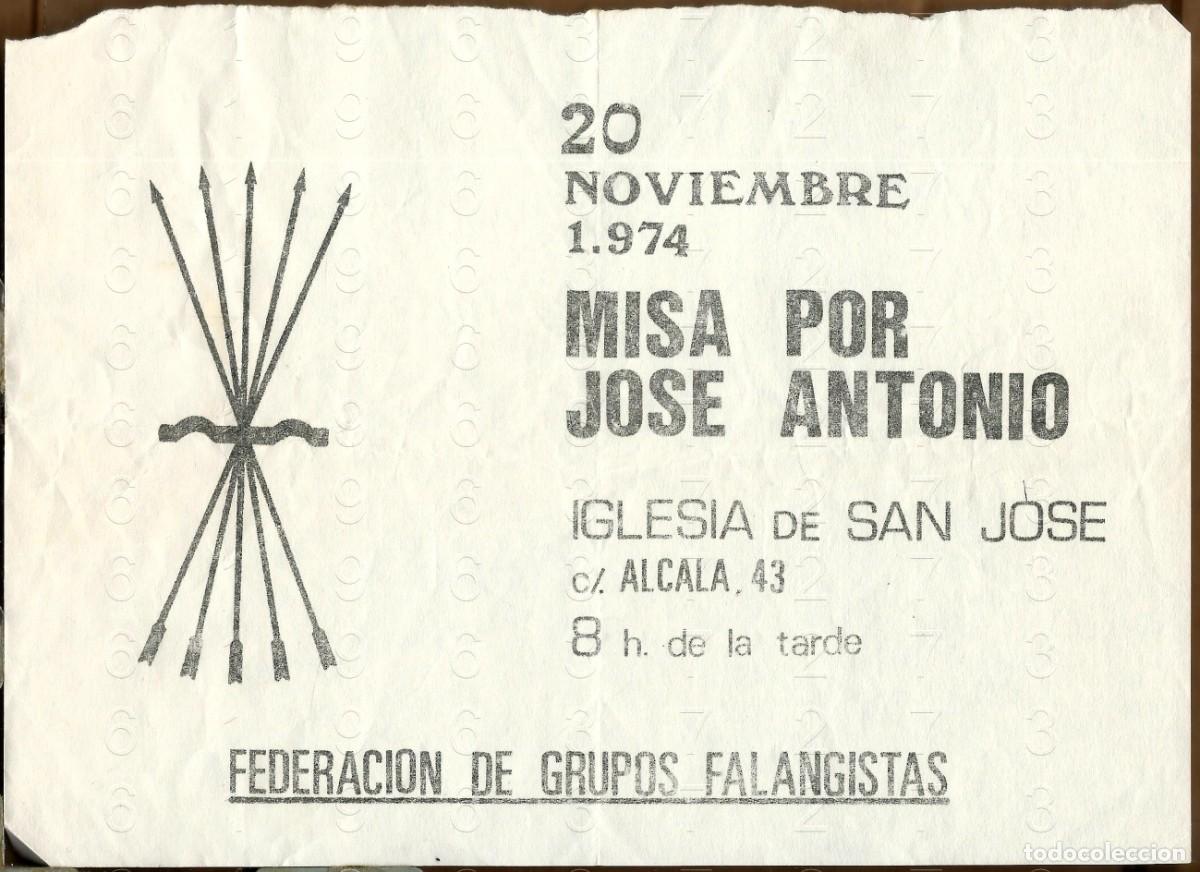 Coleccionismo: FALANGE JOSE ANTONIO PRIMO DE RIVERA MISA MADRID TRANSICION 1 HOJA LM11