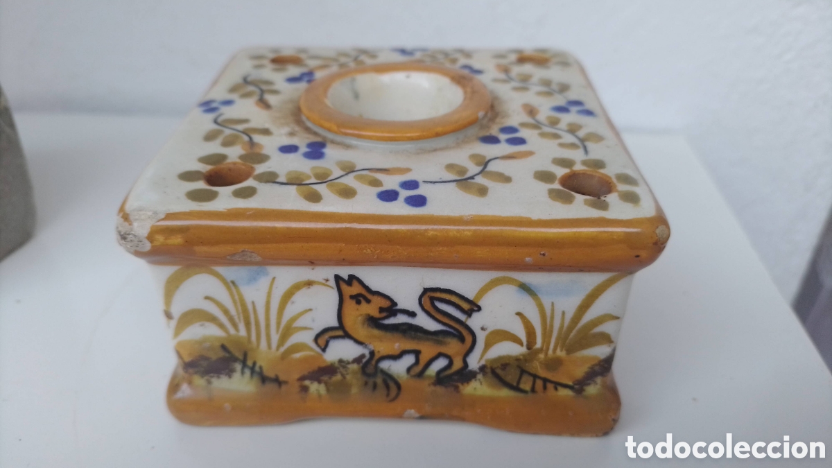 Coleccionismo: Tintero antiguo de Talavera - Foto 4