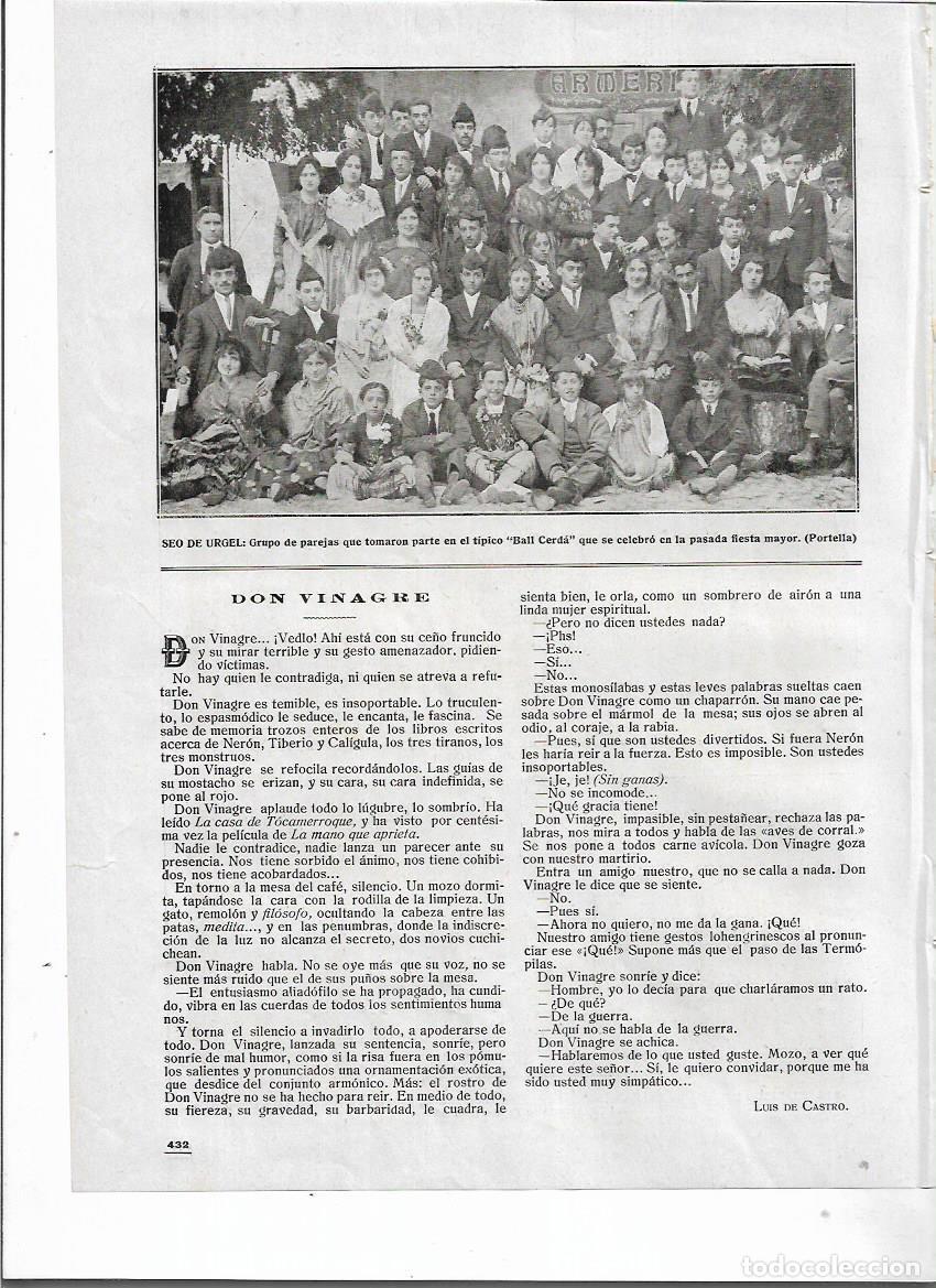 Coleccionismo: A&Ntilde;O 1917 RECORTE PRENSA LA SEU URGELL GRUPO DE PAREJAS TIPICO BAILE BALL CERDA FIESTA MAYOR