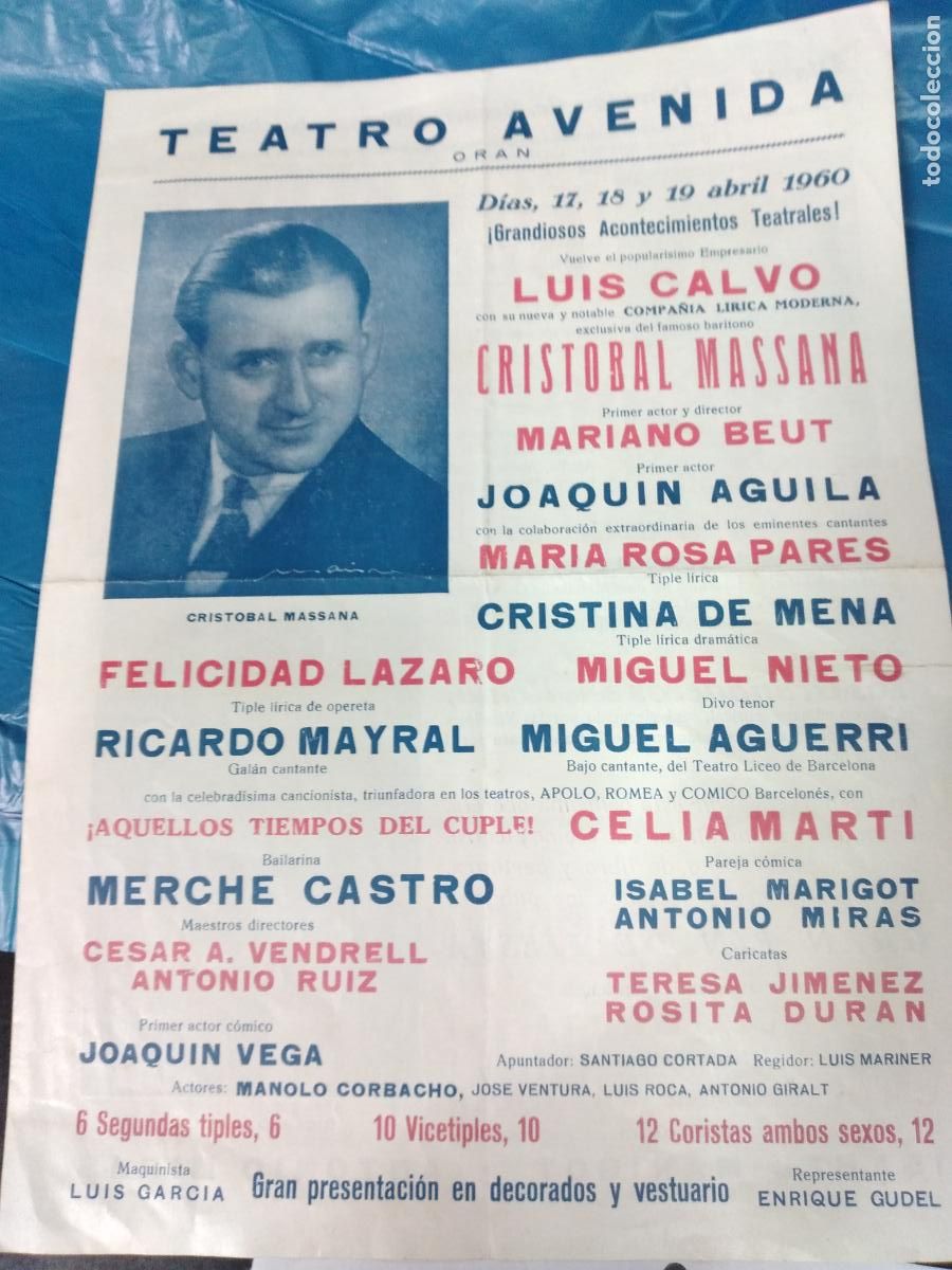 Coleccionismo: TEATRO AVENIDA - ORAN - PROGRAMA 17, 18 Y 19 ABRIL 1960