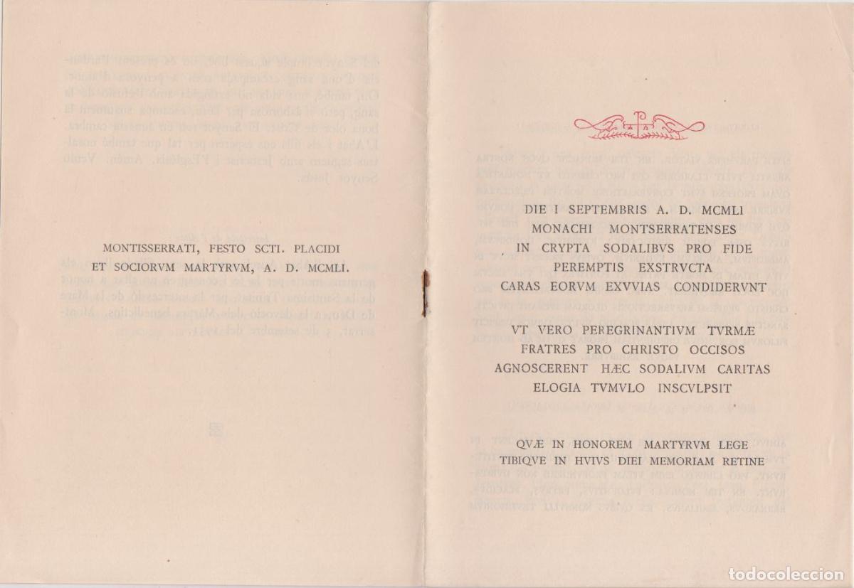 Sammelleidenschaft Papier: MONTSERRAT &ndash; LIBRITO INAGURACI&Oacute;N CRIPTA &ndash; 1 SETIEMBRE DE 1951