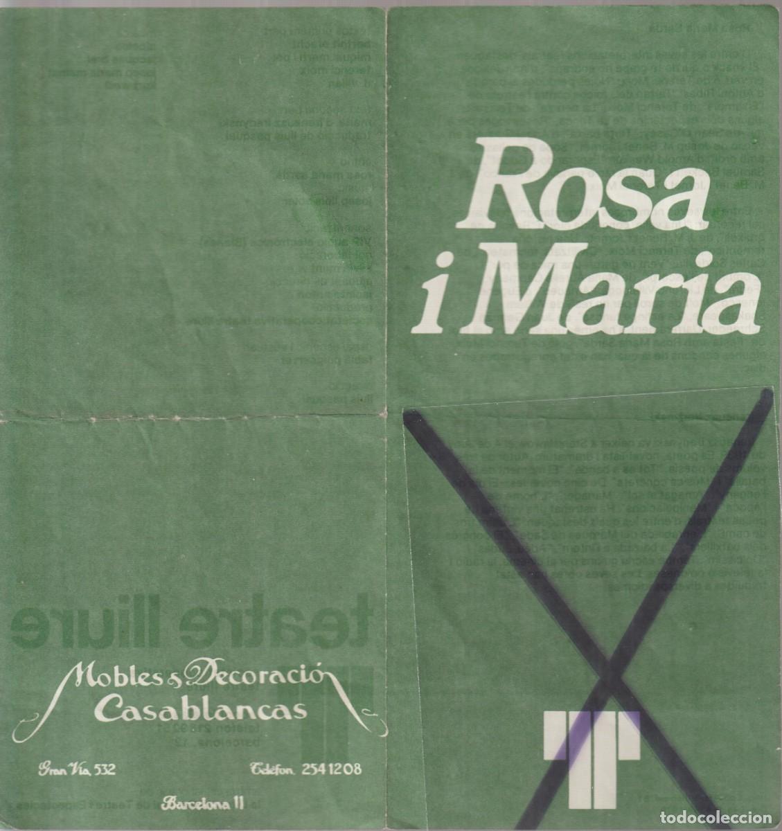 Coleccionismo: 1979 TEATRE LLIURE ''ROSA I MARIA'' BERTOLT BRECHT TERENCI MOIX MIQUEL MART&Iacute; I POL D. VILL&Aacute;N
