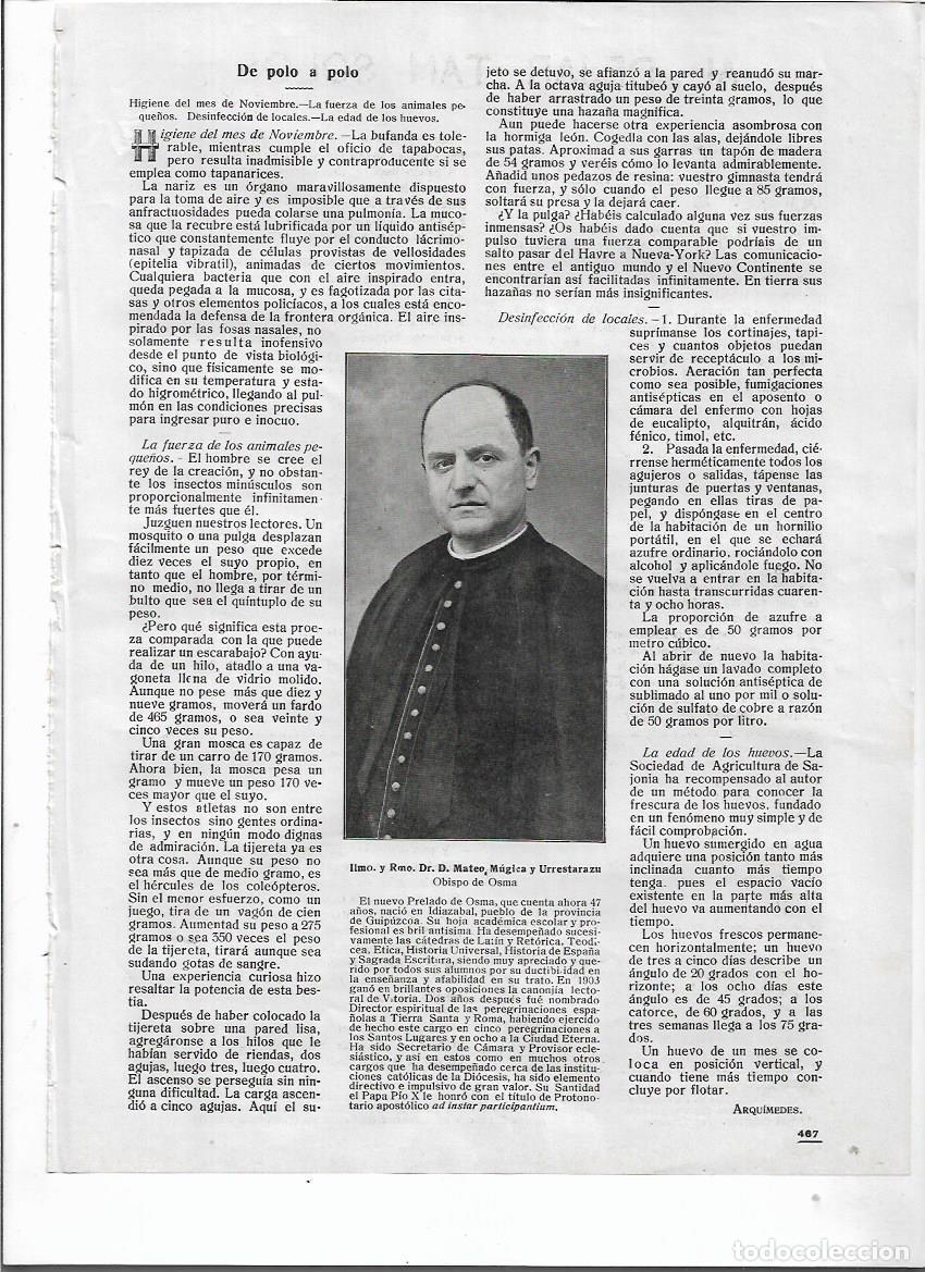 Coleccionismo: A&Ntilde;O 1917 RECORTE PRENSA MATEO MUGICA URRESTARAZU OBISPO DE OSMA