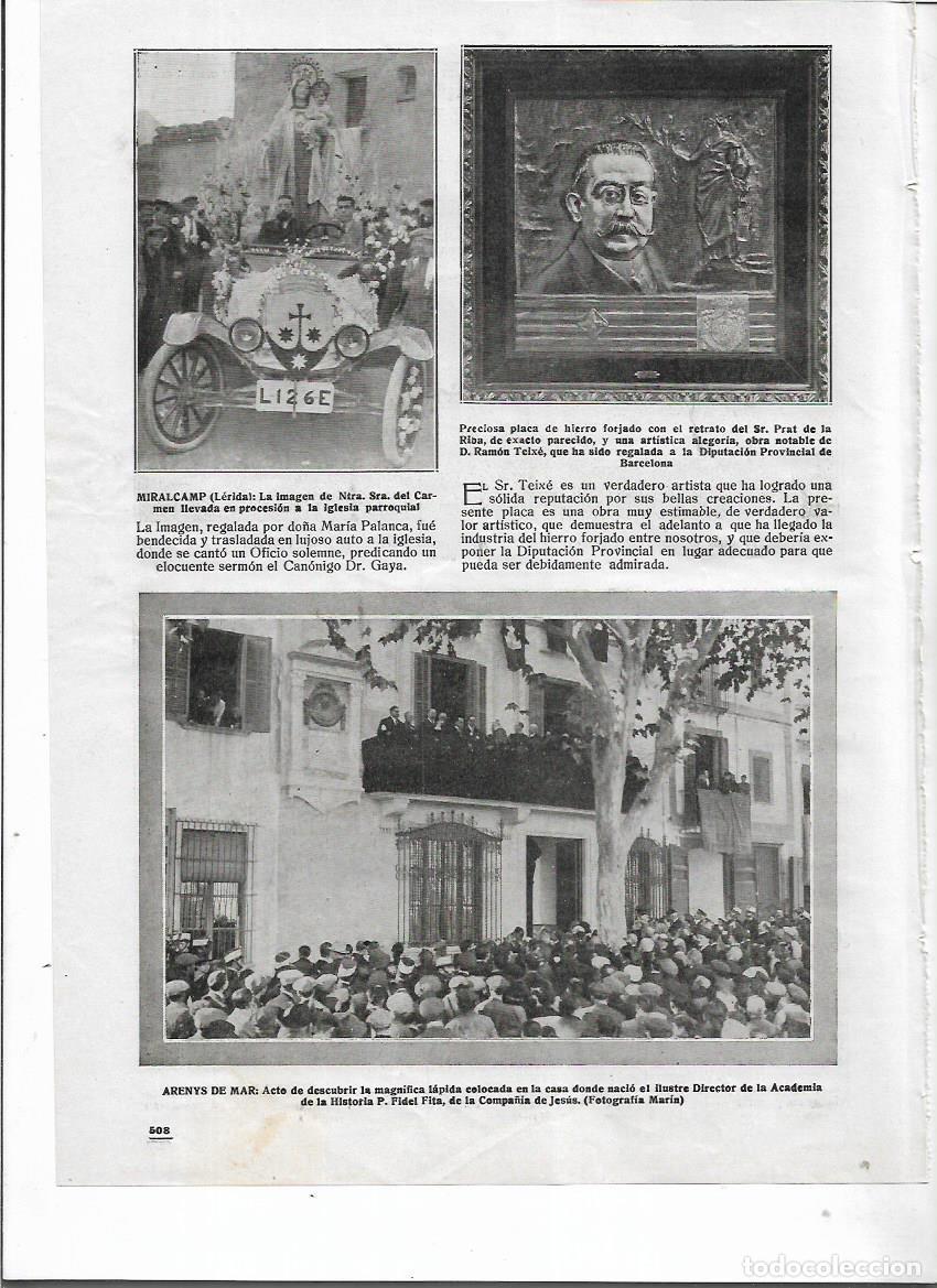 Coleccionismo: A&Ntilde;O 1917 RECORTE PRENSA MIRALCAMP LLEIDA PROCESION IMAGEN VIRGEN DEL CARME REGALO MARIA PALANCA