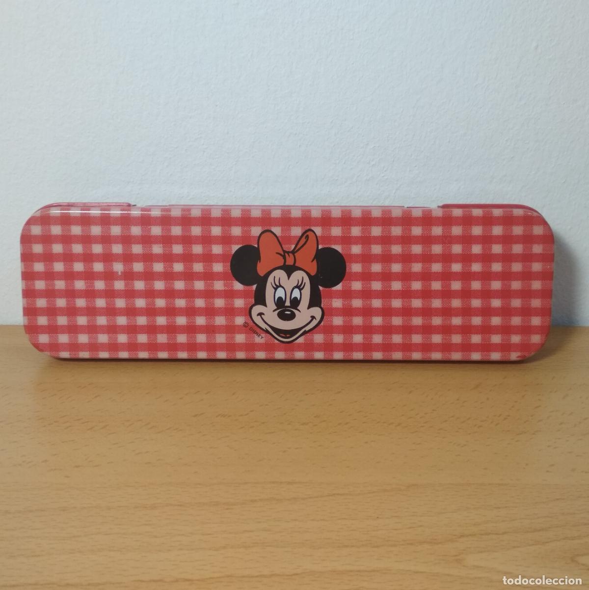 Coleccionismo: Estuche plumier escolar de metal Disney Minnie mouse. Dos niveles. Color rojo.