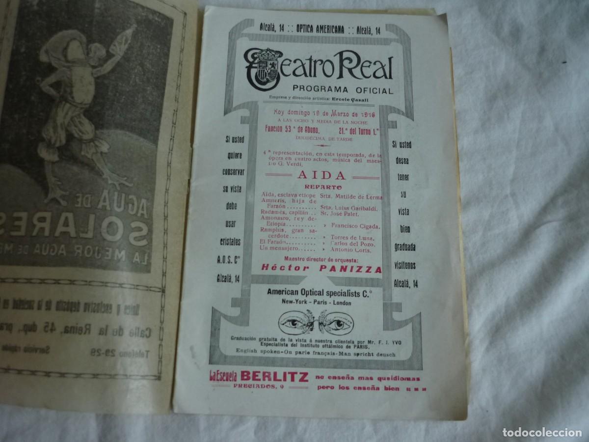 Coleccionismo: Programa Teatro Real 1916, Aida, Verdi - Foto 3