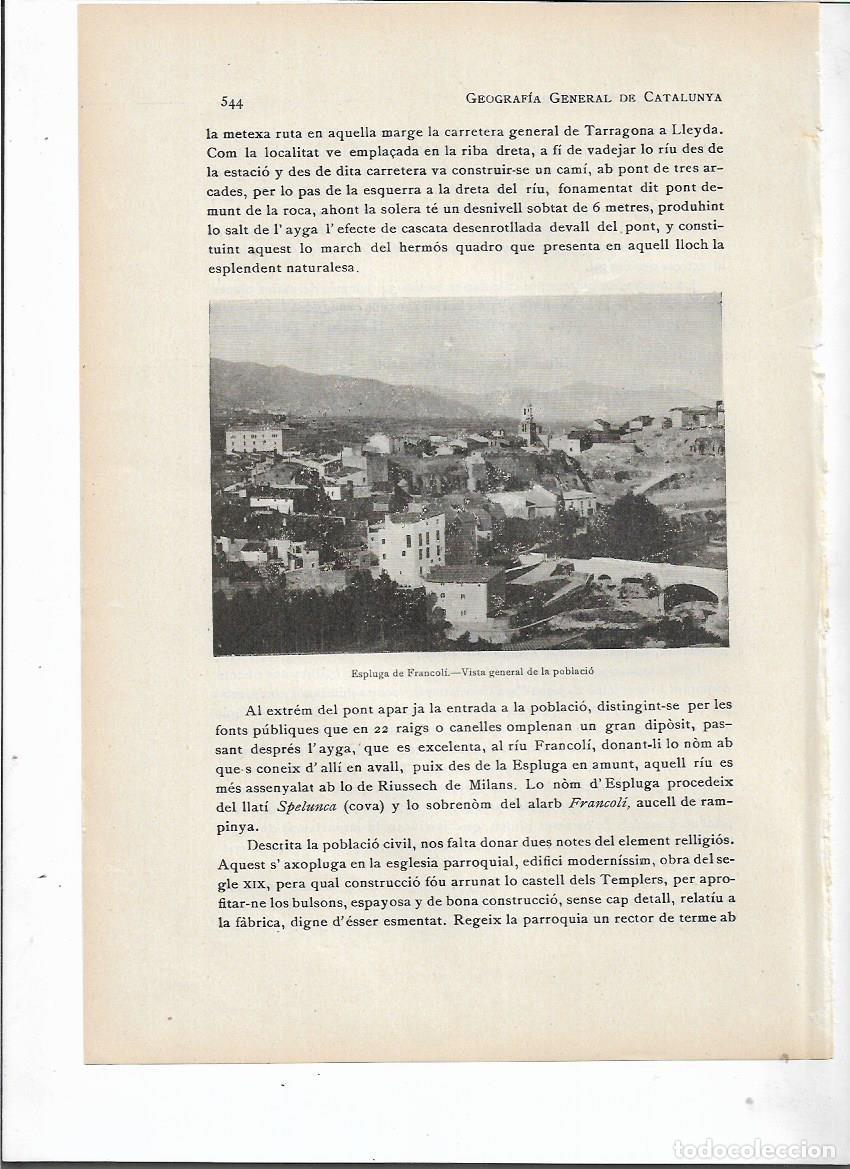 Collezionismo: SEPARATA A&Ntilde;O 1913 ESPLUGA DE FRANCOLI SELLO MUNICIPAL ANTIGUO PLANO ERMITA TRINITAT BALNEARIO FUENTE