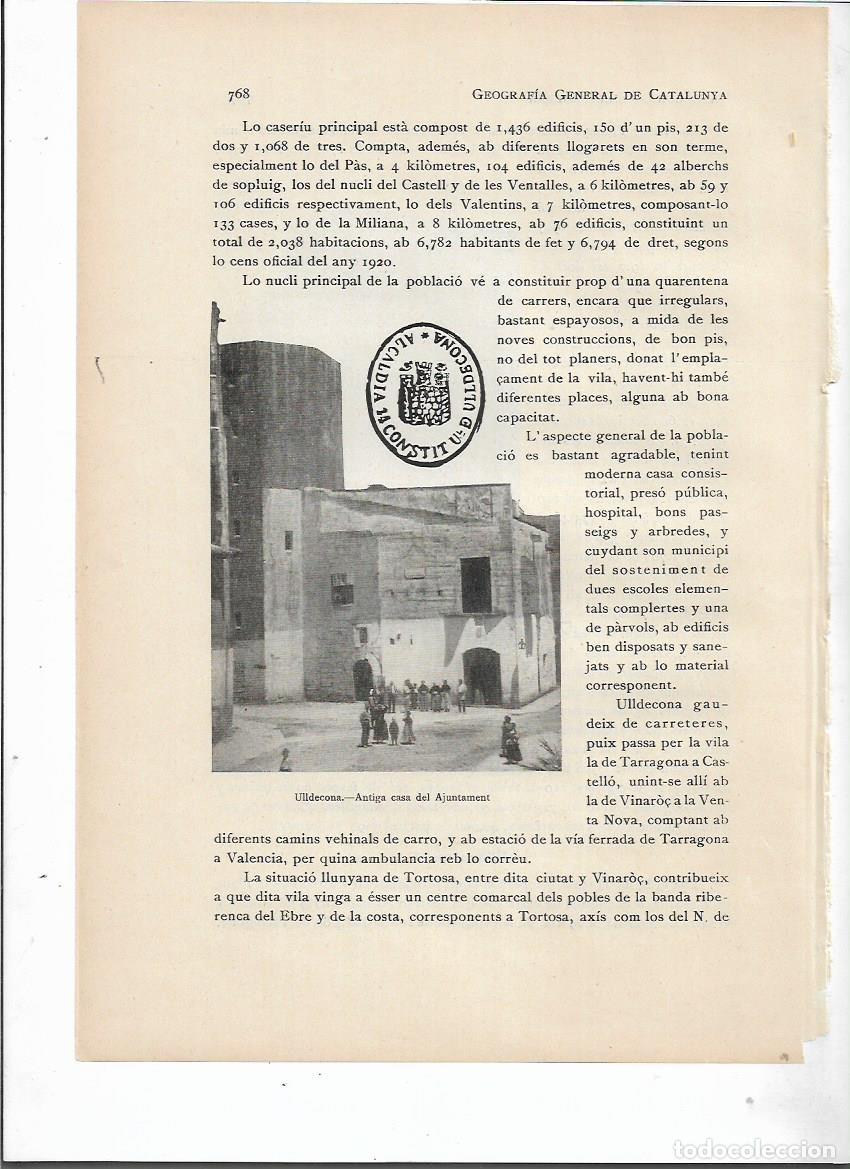 Collectionnisme: SEPARATA &Ntilde;O 1913 ULLDECONA SELLO MUNICIPAL ANTIGUO CASTILLO AJUNTAMENT ERMITA PIETAT CASA COMENDADOR