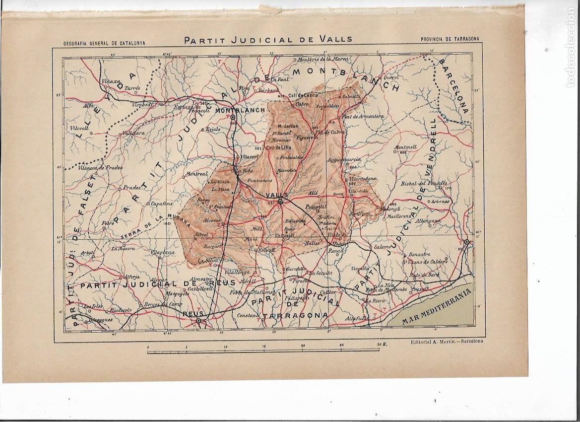 Collecting paper: SEPARATA A&Ntilde;O 1913 MAPA PARTIDO JUDICIAL PARTIT JUDICIAL DE VALLS TARRAGONA