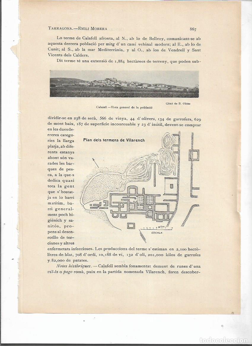 Coleccionismo: SEPARATA A&Ntilde;O 1913 CALAFELL TARRAGONA SELLO MUNICIPAL ANTIGUO PLANO VISTA GENERAL BARRIO DE MAR