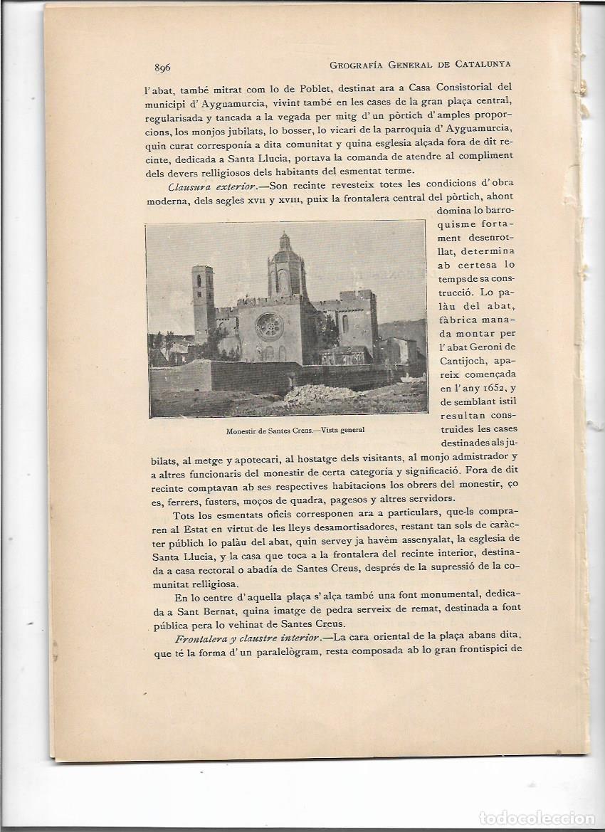 Colecionismo: SEPARATA A&Ntilde;O 1913 MONASTERIO MONESTIR DE SANTES CREUS TARRAGONA DESCRIPCION FOTOGRAFIAS