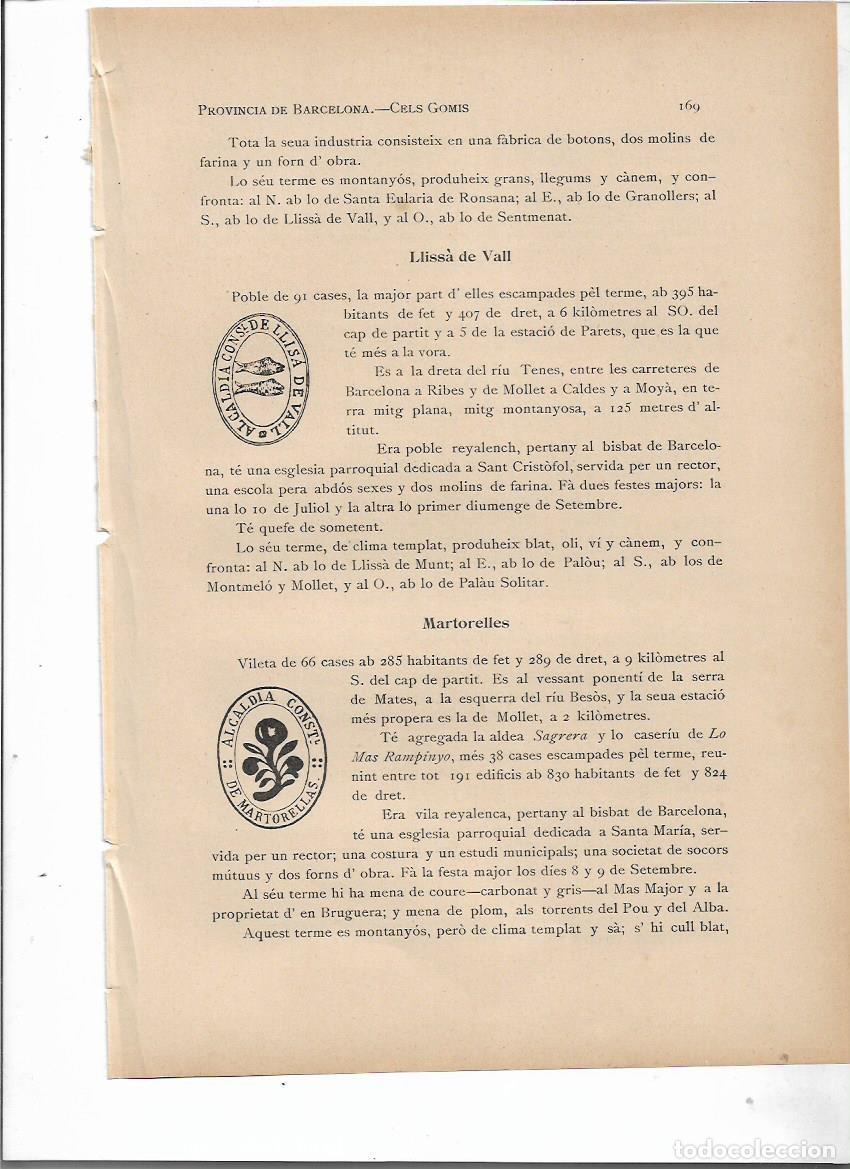 Coleccionismo: SEPARATA A&Ntilde;O 1913 MARTORELLES BARCELONA SELLO MUNICIPAL ANTIGUO DESCRIPCION