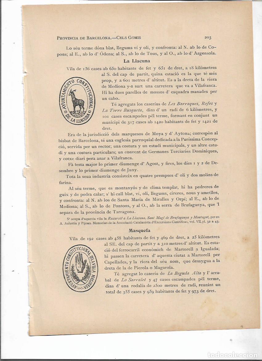 Colecionismo: SEPARATA A&Ntilde;O 1913 LA LLACUNA BARCELONA SELLO MUNICIPAL ANTIGUO DESCRIPCION