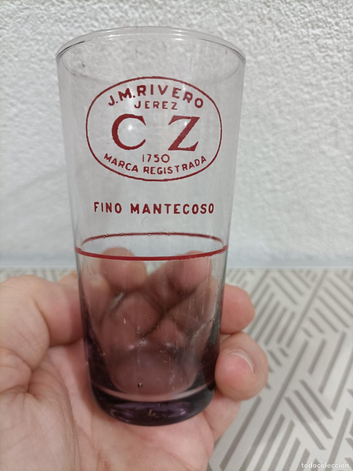Coleccionismo: Antiguo vaso de vino J M Rivero. Jerez. Fino Mantecoso